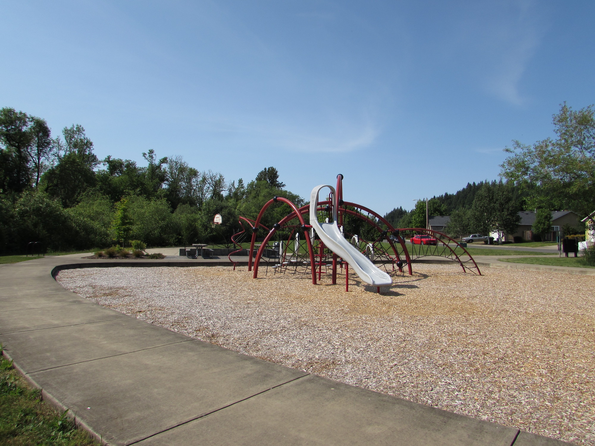 Playground equipment on a sunny, summer day