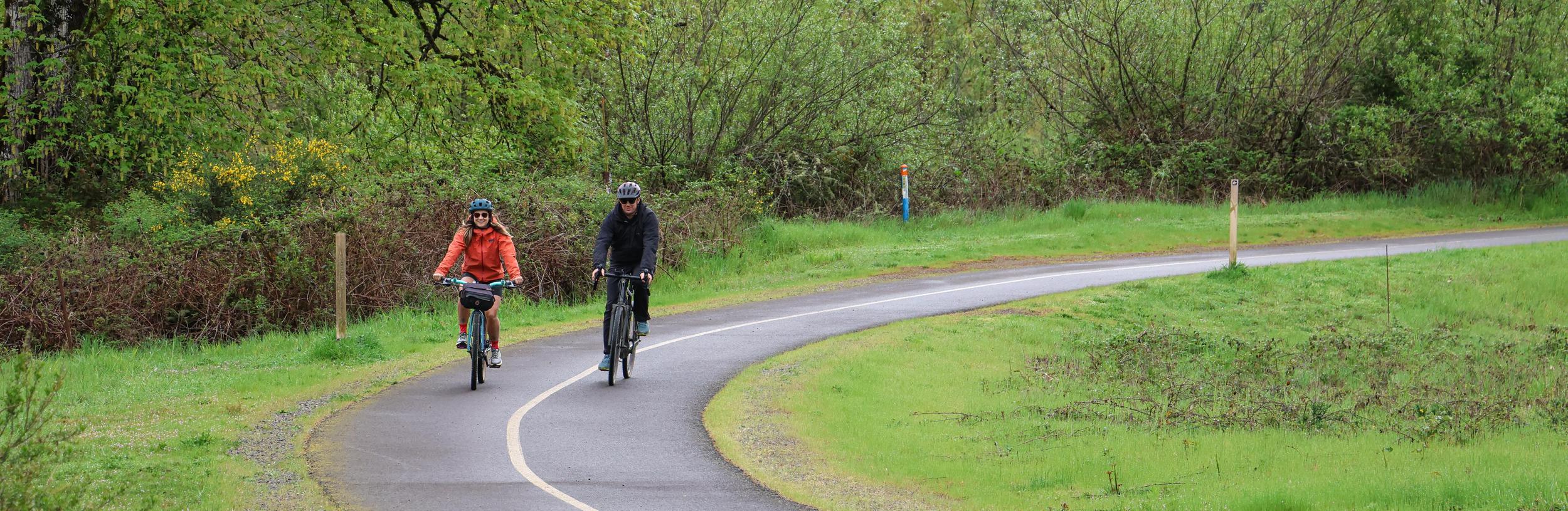 Bikers on paved path 
