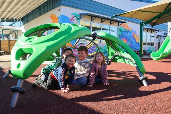 Students play on new playground