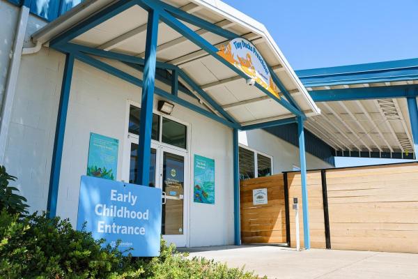 Preschool entrance features keyed entry