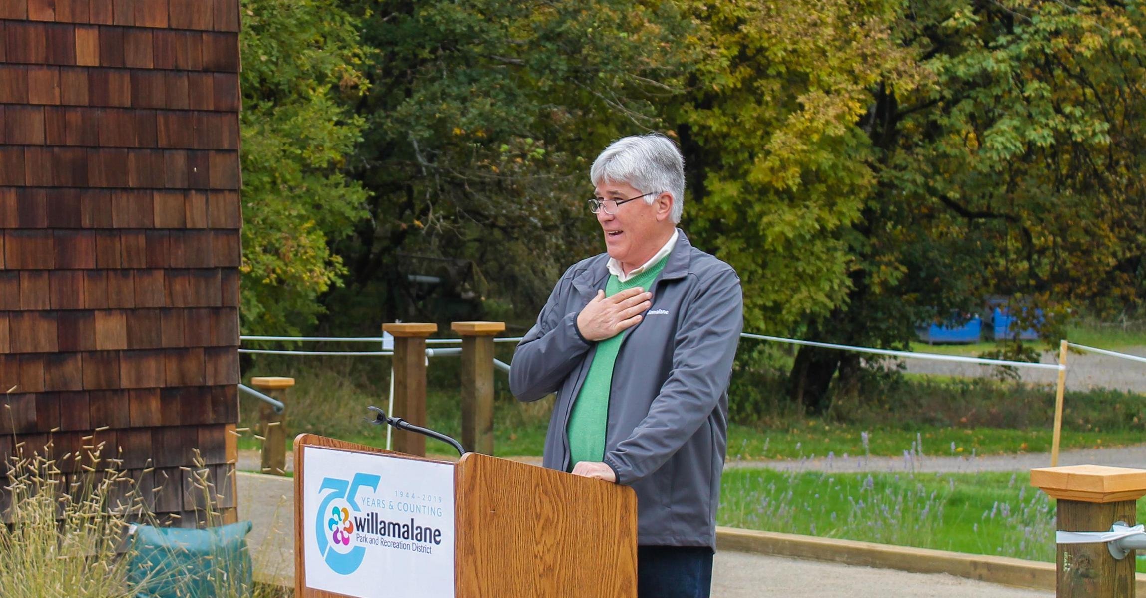 Willamalane Board Member Greg James makes Speech