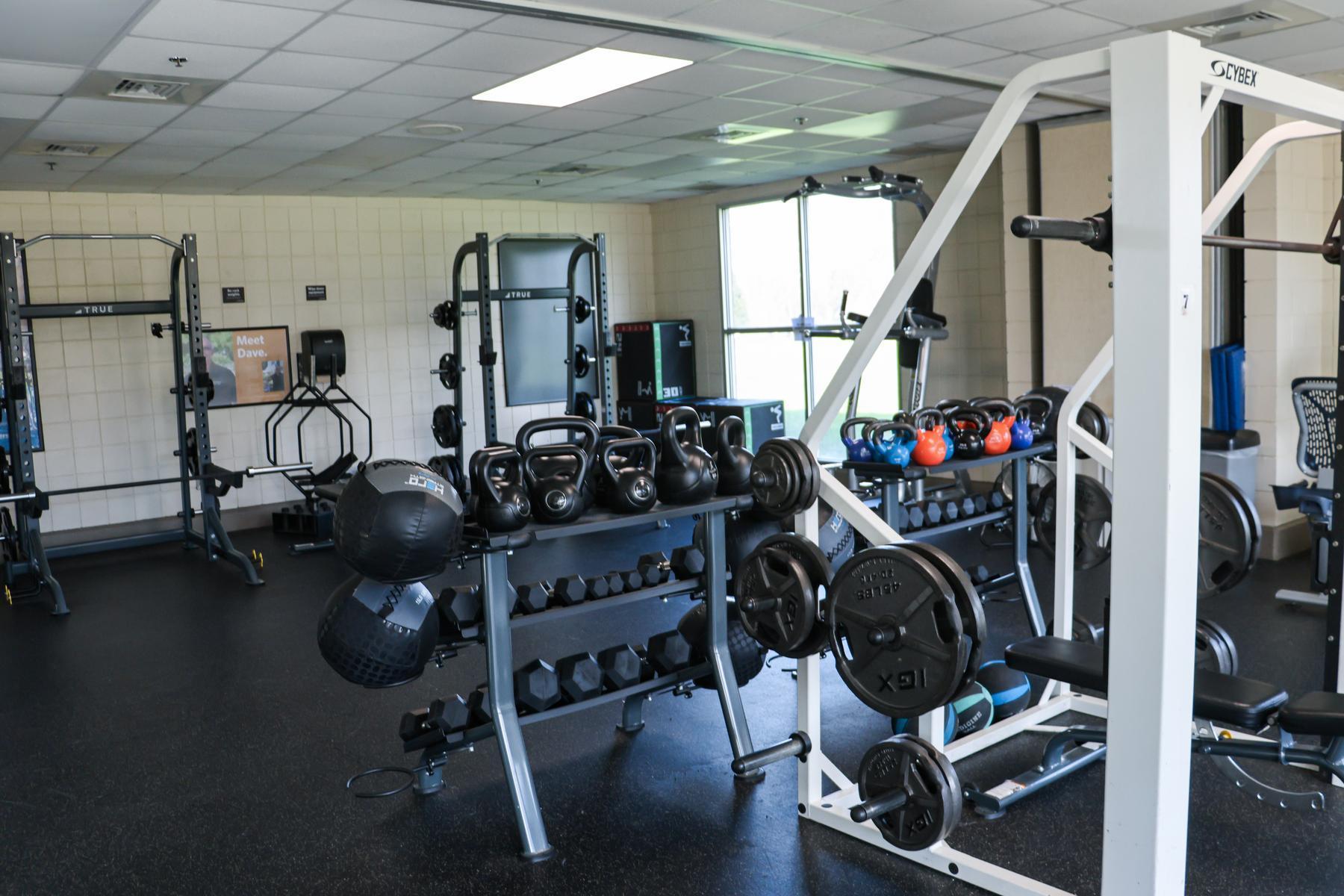 Weight equipment in the Willamalane Park Swim Center fitness center