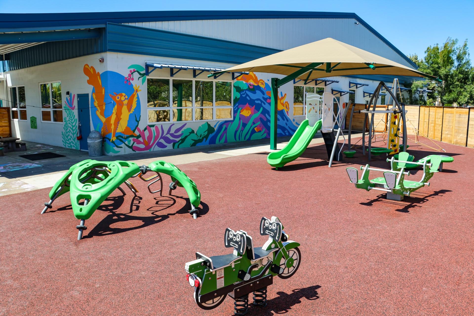 Playground shines in the sun.