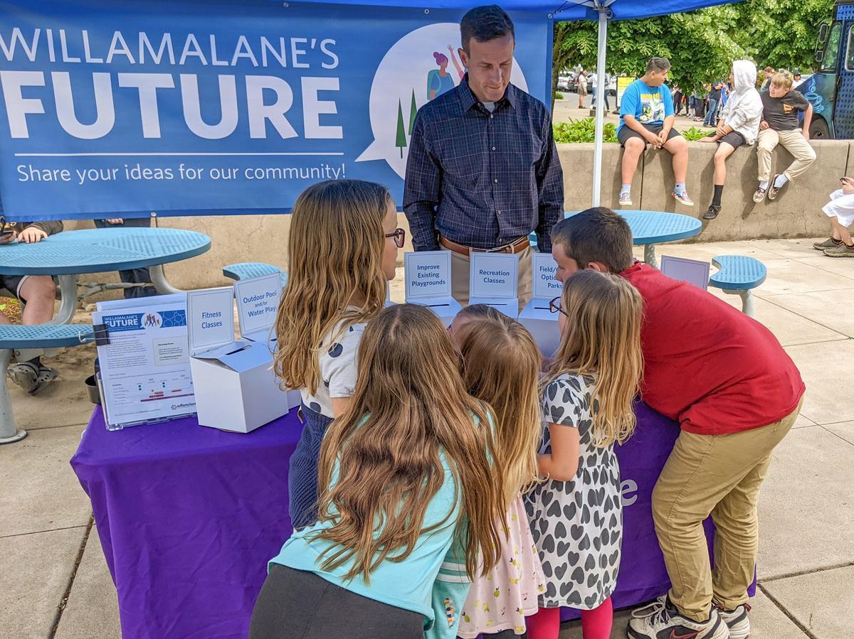 Children participate in voting game about Willamalane's future