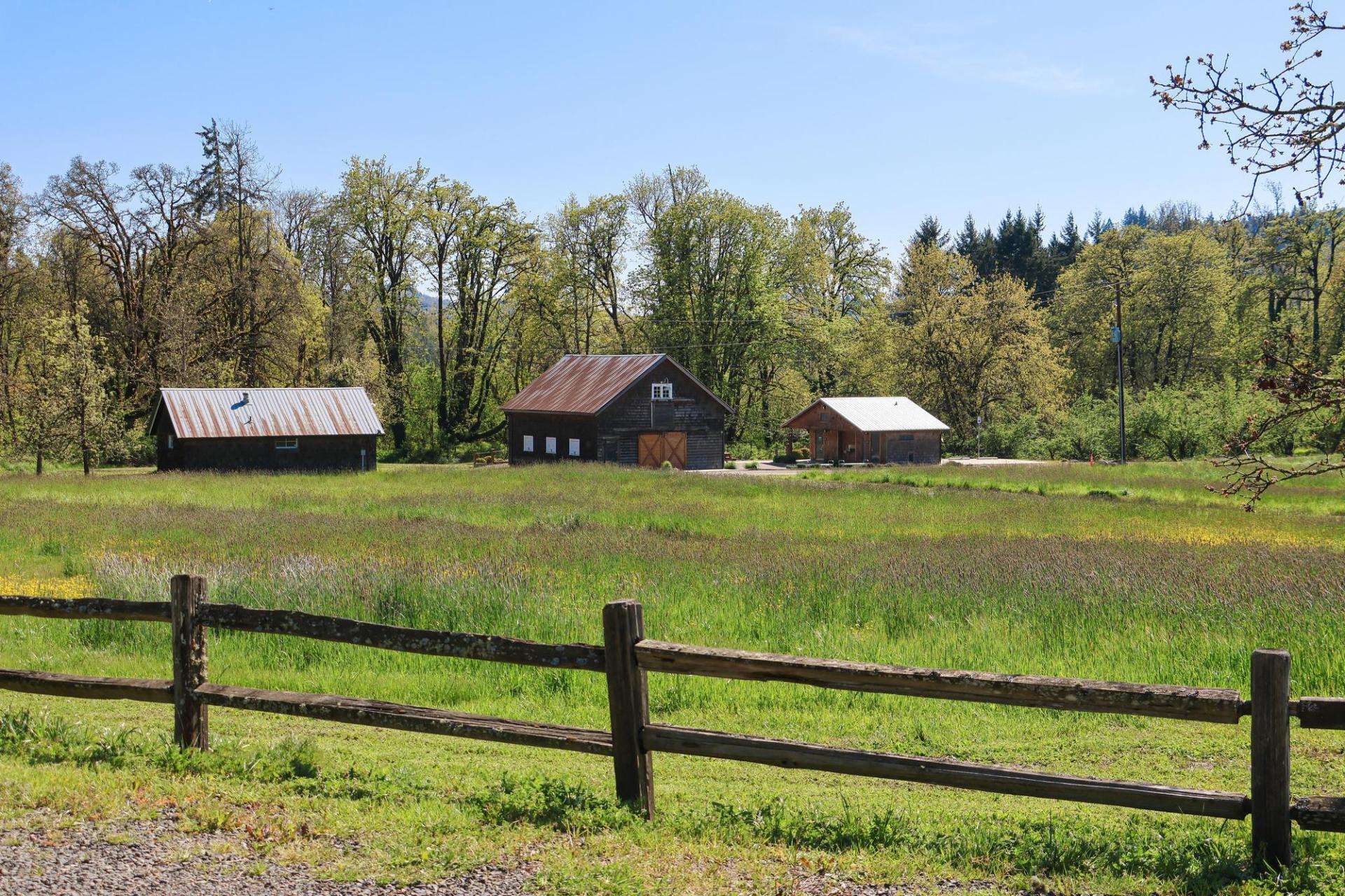 The Dorris Ranch barn from across a field