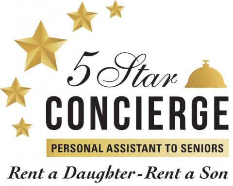 5 star concierge logo with five stars and small bell